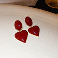 Copper Oval Heart Enamel Stud Earrings With Silver Pin Retro Elegant Daily Style view 4