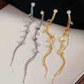 Copper Zircon Butterfly Tassel Drop Earrings With Silver Needle Light Luxury Elegant Style view 4