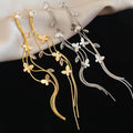 Copper Zircon Butterfly Tassel Drop Earrings With Silver Needle Light Luxury Elegant Style view 2