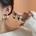 Elegant Pearl Rhinestone Hollow Flower Geometric Enamel Alloy Stud Earrings view 1