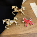 New Chinese Vintage Rhinestone Resin Zodiac Horse Brooch Light Luxury Women's Accessory view 4