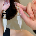 Alloy Rhinestone Chain Tassel Drop Earrings Geometric Light Luxury Statement Studs for Women view 3