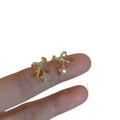 Copper Zircon Bow Star Stud Earrings Playful Chic Light Luxury Everyday Jewelry view 5
