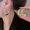 Smooth Metal C Shape Stud Earrings Iron Geometric Round Minimalist Light Luxury Ear Jewelry view 3