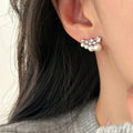 Light Luxury Geometric Round Faux Pearl Zircon Stud Earrings For Women (1194) view 2