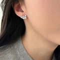 Light Luxury Geometric Round Faux Pearl Zircon Stud Earrings For Women (1194) view 4