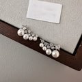 Light Luxury Geometric Round Faux Pearl Zircon Stud Earrings For Women (1194) view 3