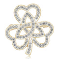 Alloy Rhinestone Hollow Clover Brooch Pin For Scarf And Clothing view 1