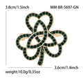 Alloy Rhinestone Hollow Clover Brooch Pin For Scarf And Clothing view 5