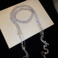 Luxury Minimalist Rhinestone Geometric Tassel Copper Collarbone Necklace view 2