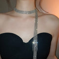 Luxury Minimalist Rhinestone Geometric Tassel Copper Collarbone Necklace view 3