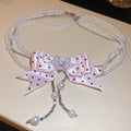 Polka Dot Bow Layered Faux Pearl Necklace Sweet Elegant Light Luxury Collarbone Jewelry view 2
