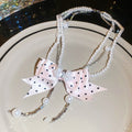 Polka Dot Bow Layered Faux Pearl Necklace Sweet Elegant Light Luxury Collarbone Jewelry view 4