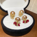 Faux Pearl Heart Pony Stud Earrings With Silver Pins Vintage Light Luxury OL Style view 1