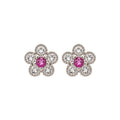 Elegant Copper Zircon Flower Stud Earrings With Silver Needle, Fashion OL Light Luxury Jewelry view 5