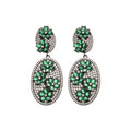 Vintage Oval Zircon Flower Copper Stud Earrings With Silver Pins, Light Luxury Geometric Jewelry view 5