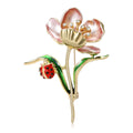 Alloy Rhinestone Enamel Ladybug Lotus Brooch Pin For Women's Coat view 1