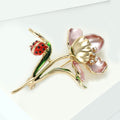 Alloy Rhinestone Enamel Ladybug Lotus Brooch Pin For Women's Coat view 3
