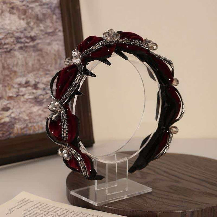 Velvet Wavy Headband Sparkling Starry High Crown Hair Accessory