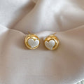 Copper Heart Stud Earrings For Women, Minimalist Fashion OL Daily Commuter Jewelry view 4