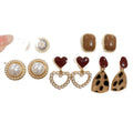 Light Luxury Faux Pearl Geometric Square Heart Stud Earrings Jewelry Set For Women view 5