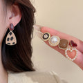 Light Luxury Faux Pearl Geometric Square Heart Stud Earrings Jewelry Set For Women view 2