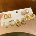 French Retro Flower Faux Pearl Stud Earrings Jewelry Set Light Luxury Niche Design view 3