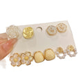 Old Money Floral Imitation Pearl Stud Earrings Jewelry Set With Enamel Flowers And Silver Pins view 5