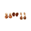 Maillard Style Brown Resin Teardrop Stud Earrings Jewelry Set With Silver Pins For Women view 5
