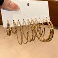 Iron Twisted Round Hoop Earrings Jewelry Set For Women Minimalist Geometric Light Luxury Daily Wear view 1