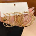 Iron Twisted Round Hoop Earrings Jewelry Set For Women Minimalist Geometric Light Luxury Daily Wear view 3