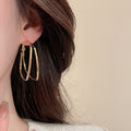 Iron Twisted Round Hoop Earrings Jewelry Set For Women Minimalist Geometric Light Luxury Daily Wear view 4