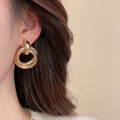 Light Luxury Iron Geometric Round Crumpled Metal Stud Earrings Jewelry Set For Women view 4