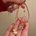 Gold Plated Copper Zircon Horse Bangle New Chinese Vintage Light Luxury Bracelet For Women view 4
