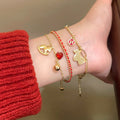 Gold Plated Copper Zircon Horse Bangle New Chinese Vintage Light Luxury Bracelet For Women view 1