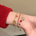 Gold Plated Copper Zircon Horse Bangle New Chinese Vintage Light Luxury Bracelet For Women view 3