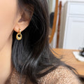 Metal Crumpled Oval Drop Earrings Minimalist Geometric Trendy Fashion Statement Jewelry view 2