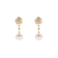 Elegant Enamel Flower Zircon Rhinestone Drop Pearl Alloy Stud Fashion Earrings view 5