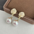 Elegant Enamel Flower Zircon Rhinestone Drop Pearl Alloy Stud Fashion Earrings view 4