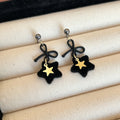 Cute Black Plush Star Bow Alloy Drop Earrings For Women, Sweet New Year Fashion Dangle Earrings view 3