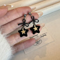 Cute Black Plush Star Bow Alloy Drop Earrings For Women, Sweet New Year Fashion Dangle Earrings view 2
