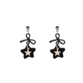 Cute Black Plush Star Bow Alloy Drop Earrings For Women, Sweet New Year Fashion Dangle Earrings view 5