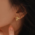 French Chic European American Women's Stud Earrings, Cross Shape 3D Textured Lady Jewelry view 3