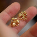 French Chic European American Women's Stud Earrings, Cross Shape 3D Textured Lady Jewelry view 2