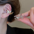 Korean Style Copper Zircon Butterfly Clip-on Earrings For Women Light Luxury Ear Cuffs view 1