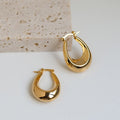 Old Money Smooth Iron Metal Oval Huggie Earrings Minimalist Light Luxury Daily Jewelry For Women view 1
