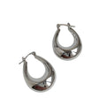 Old Money Smooth Iron Metal Oval Huggie Earrings Minimalist Light Luxury Daily Jewelry For Women view 5