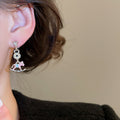 Light Luxury Alloy Rhinestone Enamel Horse Drop Earrings With Silver Needle view 3