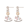 Light Luxury Alloy Rhinestone Enamel Horse Drop Earrings With Silver Needle view 5