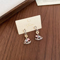 Light Luxury Alloy Rhinestone Enamel Horse Drop Earrings With Silver Needle view 4